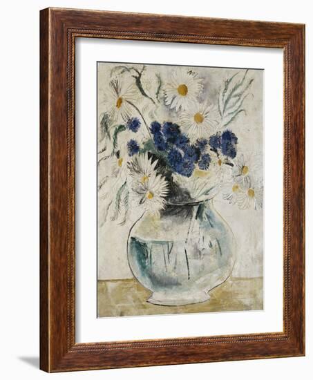 Daisies and Cornflowers in a Glass Bowl-Christopher Wood-Framed Giclee Print