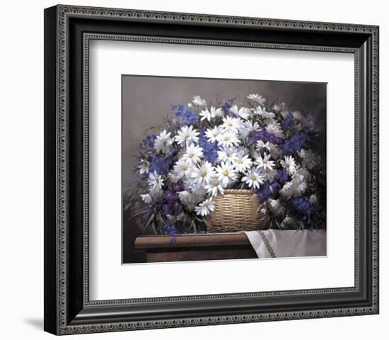 Daisies and Delphiniums-Victor Santos-Framed Giclee Print