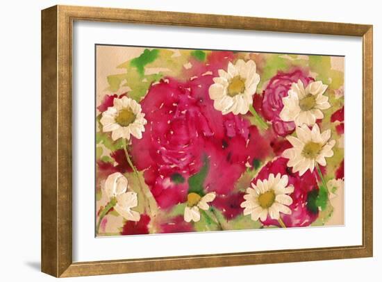 Daisies And Roses-Wolf Heart Illustrations-Framed Giclee Print