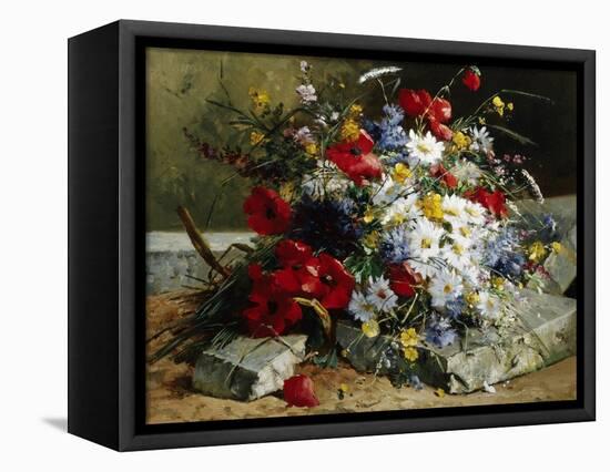 Daisies, Cornflowers and Poppies-Eugene Henri Cauchois-Framed Premier Image Canvas