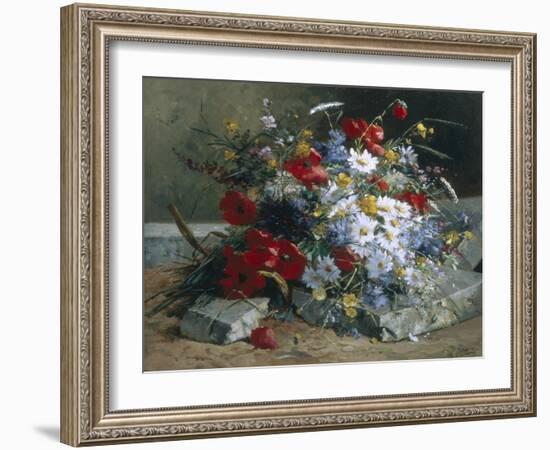 Daisies, Cornflowers Anf Poppies-Eugene Henri Cauchois-Framed Giclee Print