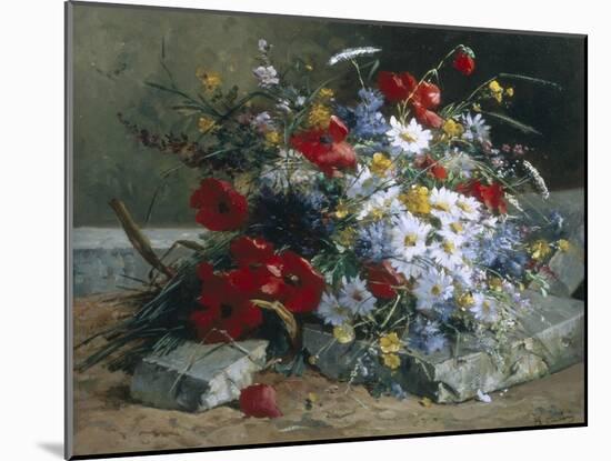 Daisies, Cornflowers Anf Poppies-Eugene Henri Cauchois-Mounted Giclee Print