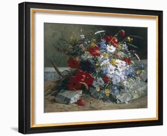 Daisies, Cornflowers Anf Poppies-Eugene Henri Cauchois-Framed Giclee Print