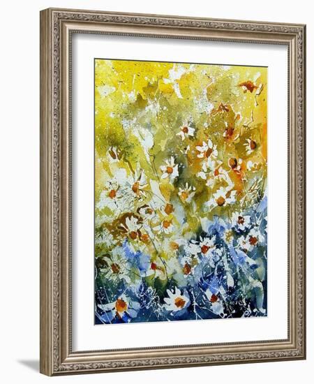 Daisies Watercolor-Pol Ledent-Framed Art Print