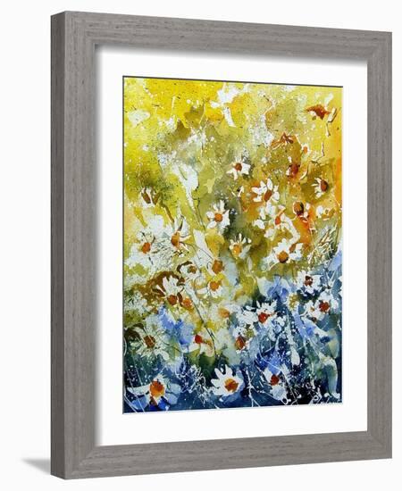 Daisies Watercolor-Pol Ledent-Framed Art Print