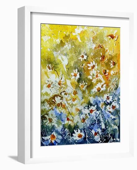 Daisies Watercolor-Pol Ledent-Framed Art Print