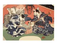 Singing Kimono Cats with Shamisen-Daisuke Yamashina-Framed Art Print