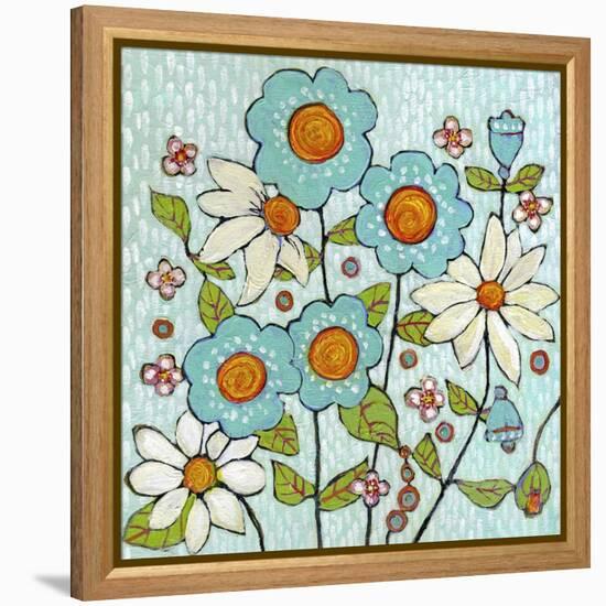 Daisy Blue Flowers-Blenda Tyvoll-Framed Premier Image Canvas