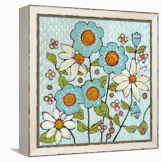 Daisy Blue Flowers-Blenda Tyvoll-Framed Premier Image Canvas