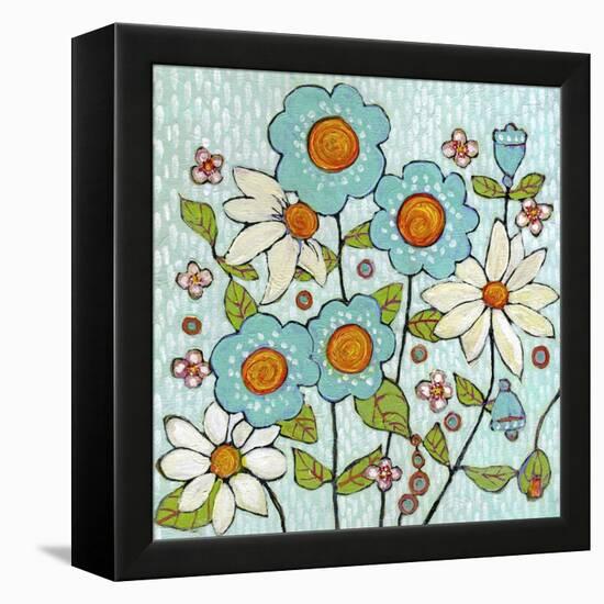 Daisy Blue Flowers-Blenda Tyvoll-Framed Premier Image Canvas