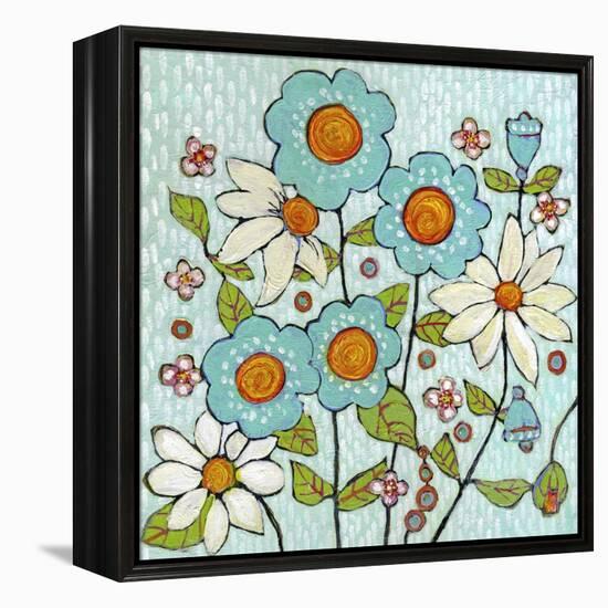 Daisy Blue Flowers-Blenda Tyvoll-Framed Premier Image Canvas