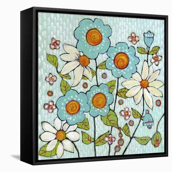 Daisy Blue Flowers-Blenda Tyvoll-Framed Premier Image Canvas