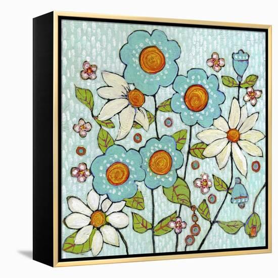 Daisy Blue Flowers-Blenda Tyvoll-Framed Premier Image Canvas