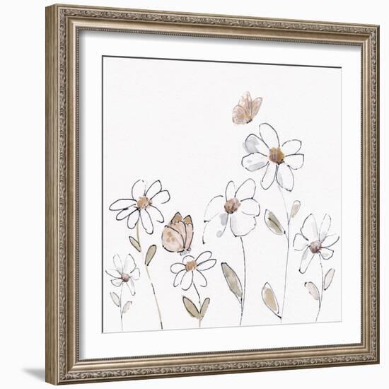 Daisy Butterflies II-Sally Swatland-Framed Art Print