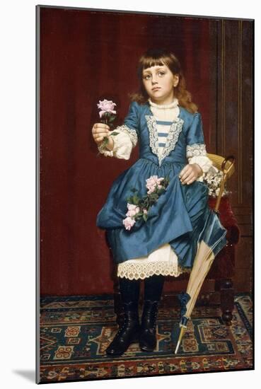 Daisy Mccomb Holding a Pink Rose, 1888-John George Brown-Mounted Giclee Print