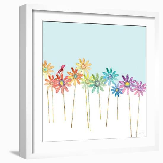 DaisyRainbow    flowers, hummingbird, floral-Robbin Rawlings-Framed Art Print