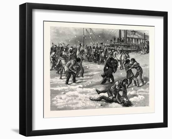 Dakota: a Snowball Battle Between Indian Boys on the Banks of the Red River of the North-null-Framed Giclee Print