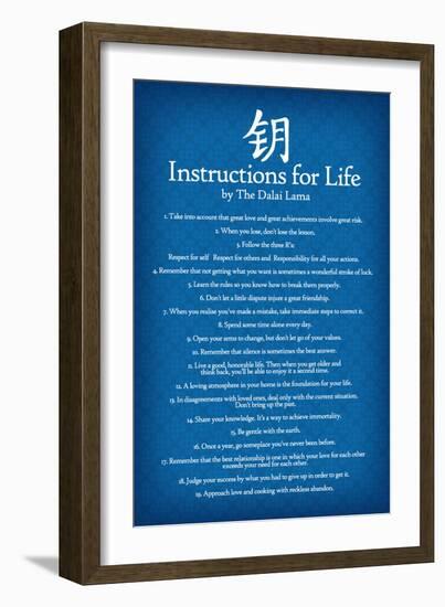 Dalai Lama Instructions For Life Blue Art-null-Framed Premium Giclee Print