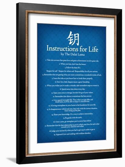 Dalai Lama Instructions For Life Blue Art-null-Framed Premium Giclee Print