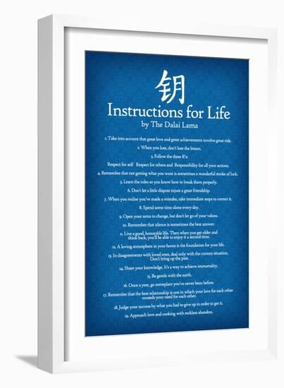 Dalai Lama Instructions For Life Blue Art-null-Framed Premium Giclee Print