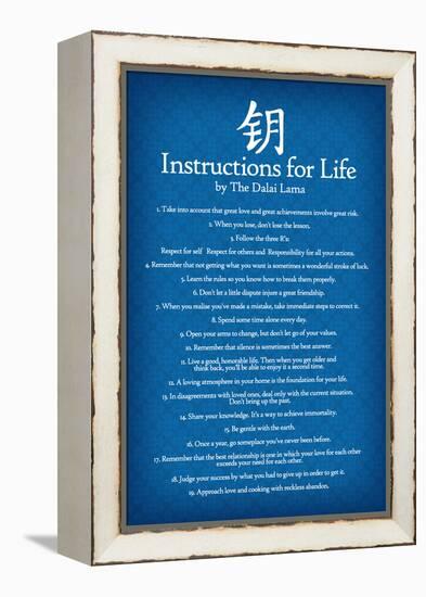 Dalai Lama Instructions For Life Blue Art-null-Framed Stretched Canvas