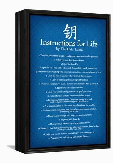 Dalai Lama Instructions For Life Blue Art-null-Framed Stretched Canvas