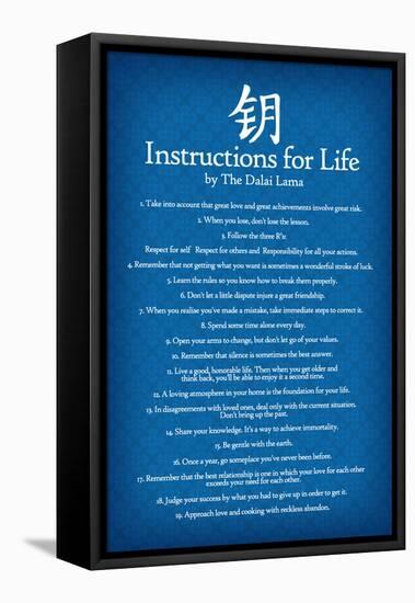 Dalai Lama Instructions For Life Blue Art-null-Framed Stretched Canvas