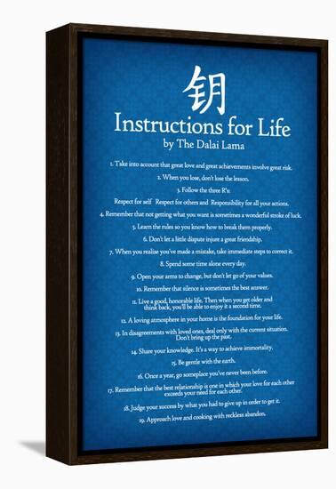 Dalai Lama Instructions For Life Blue Art-null-Framed Stretched Canvas