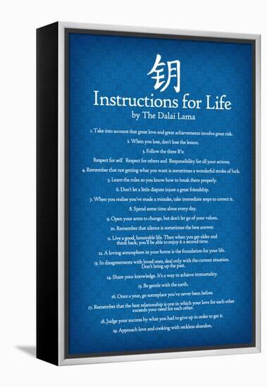 Dalai Lama Instructions For Life Blue Art-null-Framed Stretched Canvas
