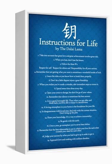 Dalai Lama Instructions For Life Blue Art-null-Framed Stretched Canvas