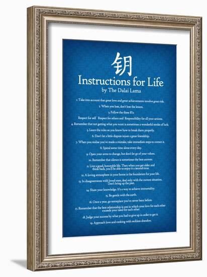 Dalai Lama Instructions For Life Blue Art-null-Framed Art Print