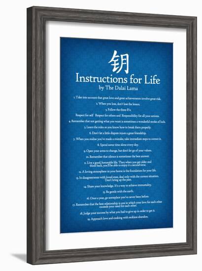 Dalai Lama Instructions For Life Blue Art-null-Framed Art Print