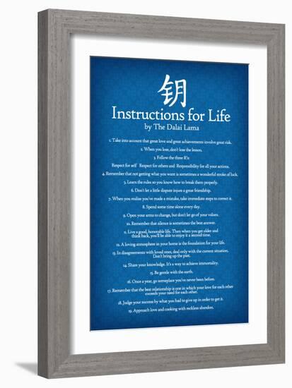 Dalai Lama Instructions For Life Blue Art-null-Framed Art Print