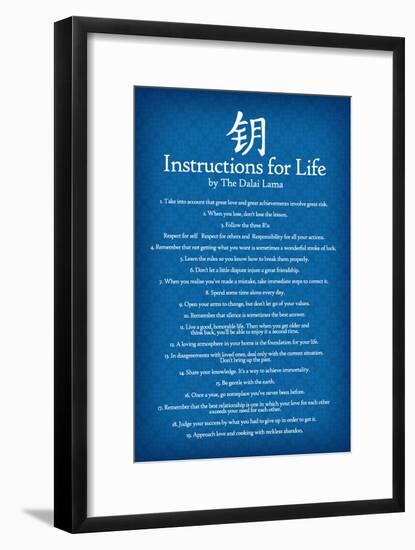 Dalai Lama Instructions For Life Blue Art-null-Framed Art Print