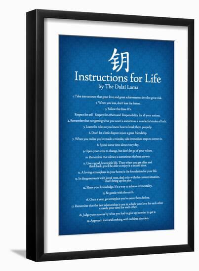 Dalai Lama Instructions For Life Blue Art-null-Framed Art Print