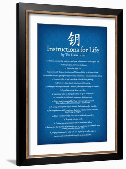 Dalai Lama Instructions For Life Blue Art-null-Framed Art Print