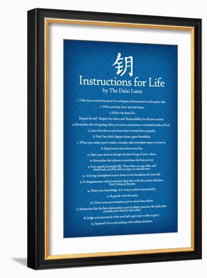 Dalai Lama Instructions For Life Blue Art-null-Framed Art Print