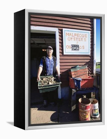Dale Marchland Selling Malpeque Oysters, Malpeque, Prince Edward Island, Canada-Alison Wright-Framed Premier Image Canvas