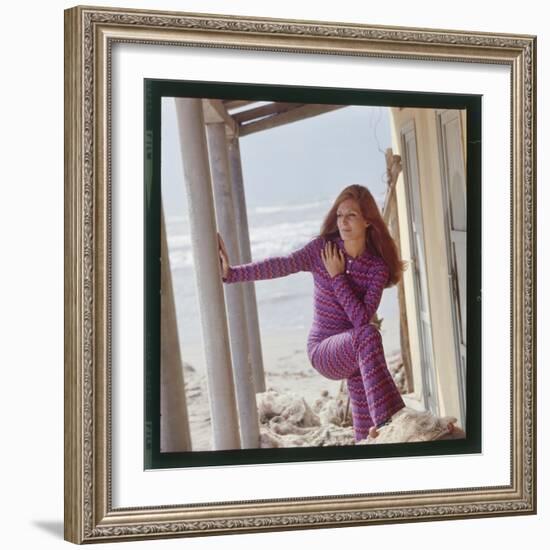 Dalida Posing on a Beach-Therese Begoin-Framed Photographic Print