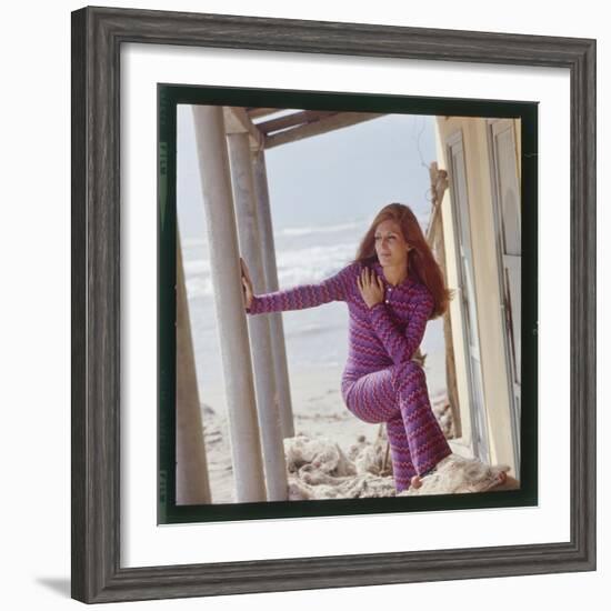 Dalida Posing on a Beach-Therese Begoin-Framed Photographic Print