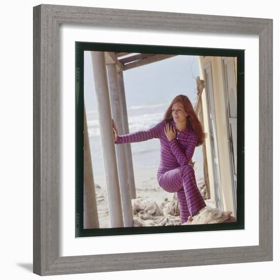 Dalida Posing on a Beach-Therese Begoin-Framed Photographic Print