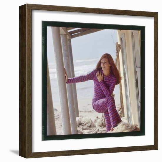 Dalida Posing on a Beach-Therese Begoin-Framed Photographic Print