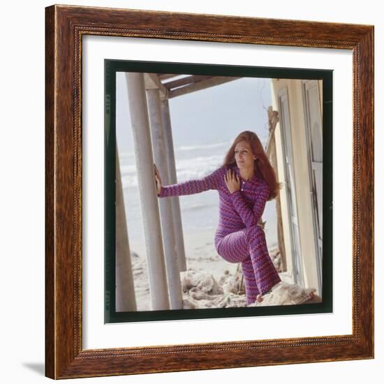 Dalida Posing on a Beach-Therese Begoin-Framed Photographic Print