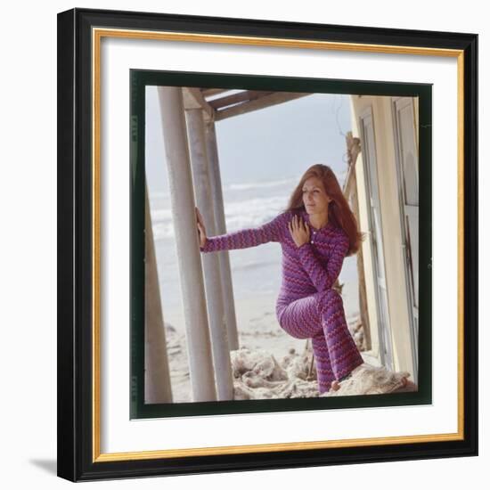 Dalida Posing on a Beach-Therese Begoin-Framed Photographic Print