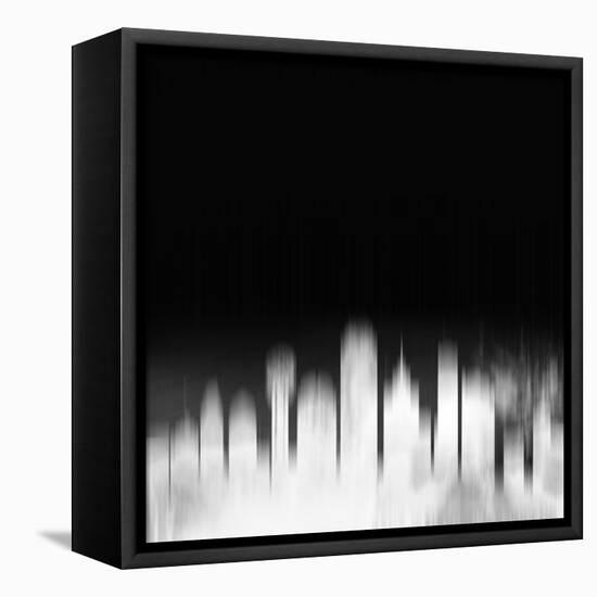 Dallas City Skyline - White-NaxArt-Framed Stretched Canvas