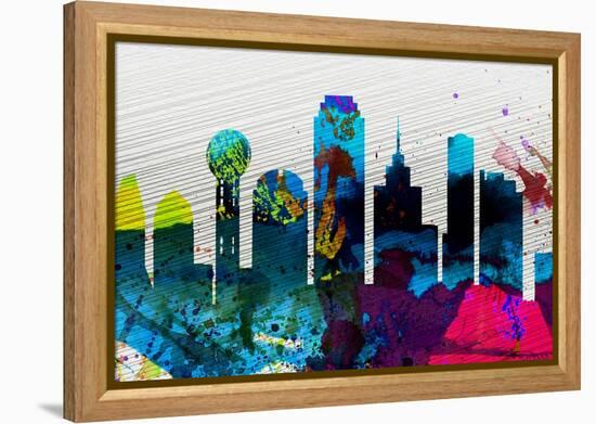 Dallas City Skyline-NaxArt-Framed Stretched Canvas