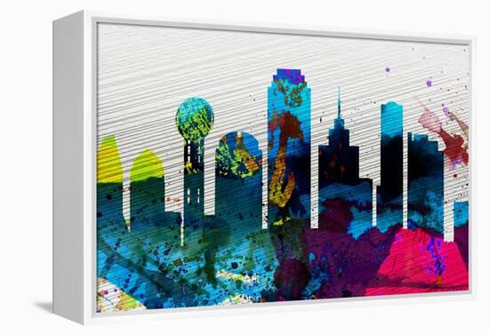 Dallas City Skyline-NaxArt-Framed Stretched Canvas