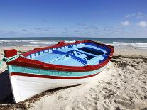 Small Boat on Tourist Beach the Mediterranean Sea, Djerba Island, Tunisia, North Africa, Africa-Dallas & John Heaton-Framed Premier Image Canvas