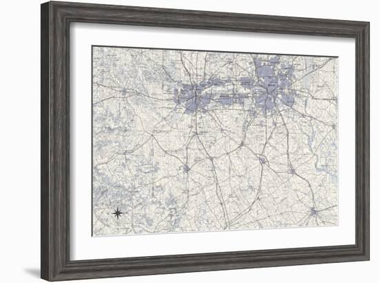 Dallas Map B-GI ArtLab-Framed Giclee Print