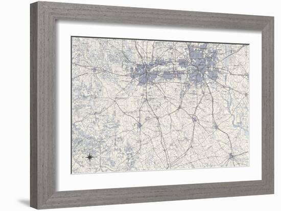 Dallas Map B-GI ArtLab-Framed Giclee Print